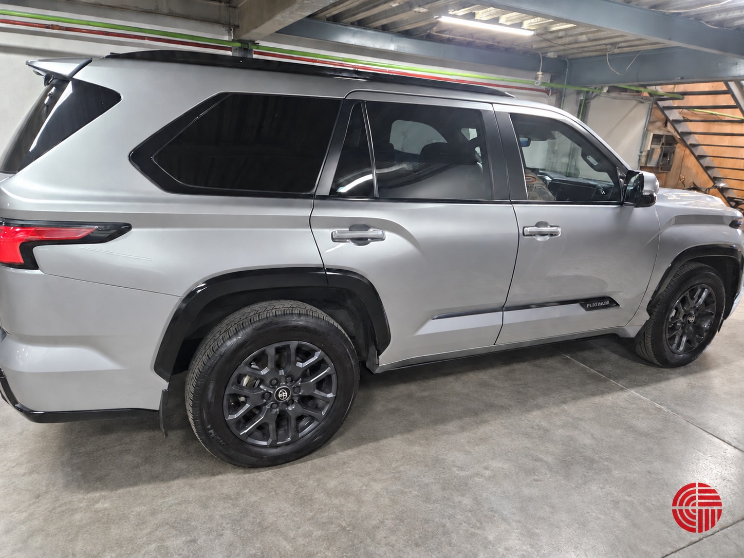 Toyota serviced by VitroForte, side view in the workshop
